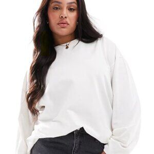 ASOS DESIGN Curve long sleeve skater in cream
